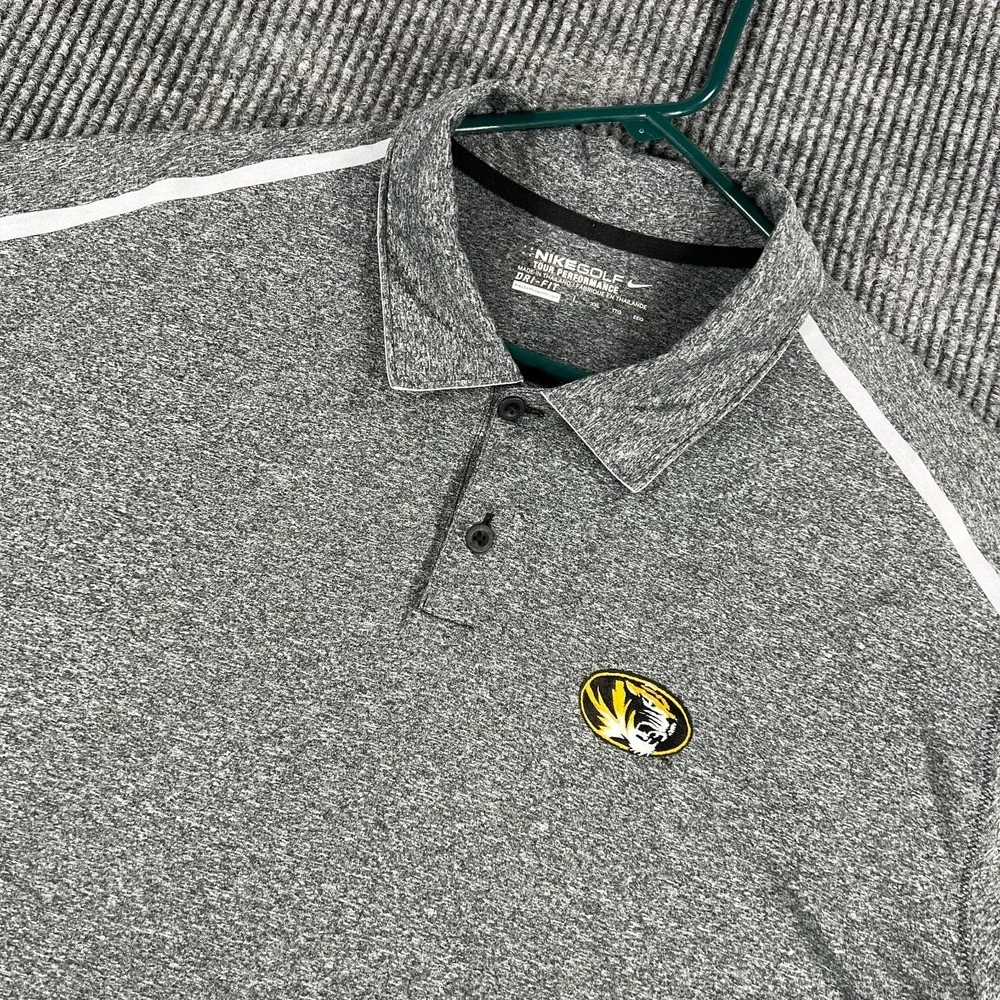 Missouri Tigers Mizzou Polo Shirt Mens 2XL XXL Gray Nike Tour Performance NCAA‎